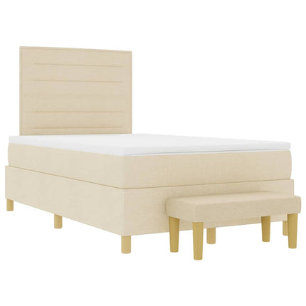 Box spring seng med pude med hovedgærde Creme 190 x 120 cm Stof