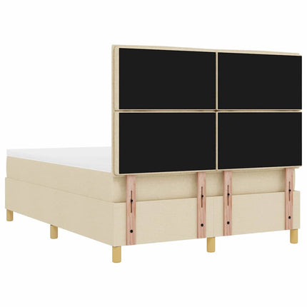 Box spring seng med hovedgærde Creme 190 x 140 cm Stof