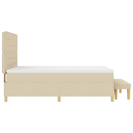 Box spring seng med hovedgærde Creme 200 x 140 cm Stof
