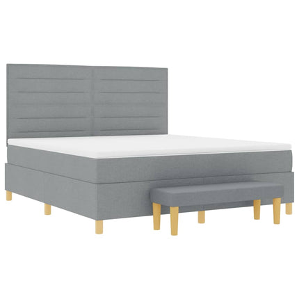 Box spring seng med hovedgærde Lysegrå 200 x 180 cm Stof