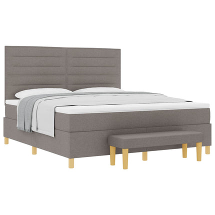 Box spring seng med hovedgærde Gråbrun 180 x 200 cm Stof