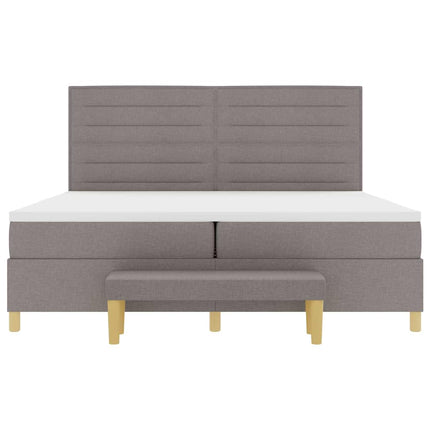 Box spring seng med hovedgærde Gråbrun 200 x 200 cm Stof