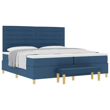 Box spring seng med madras med hovedgærde Blå 200 x 200 cm Stof