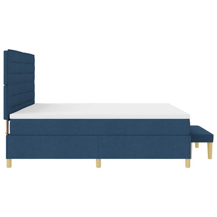Box spring seng med madras med hovedgærde Blå 200 x 200 cm Stof