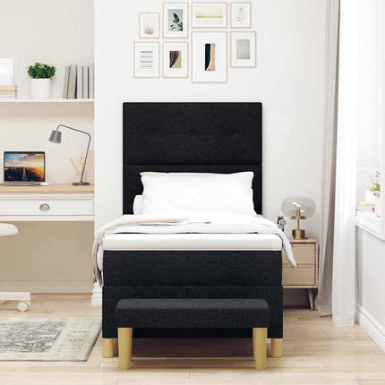 Box spring seng med hovedgærde Sort 200 x 80 cm Stof
