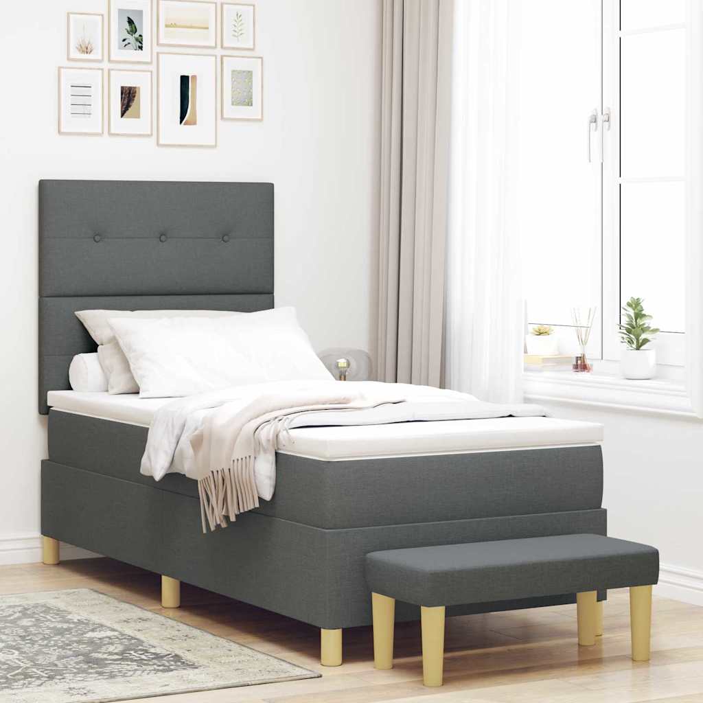 Box spring seng med hovedgrde Mrkegr 190 x 90 cm Stof