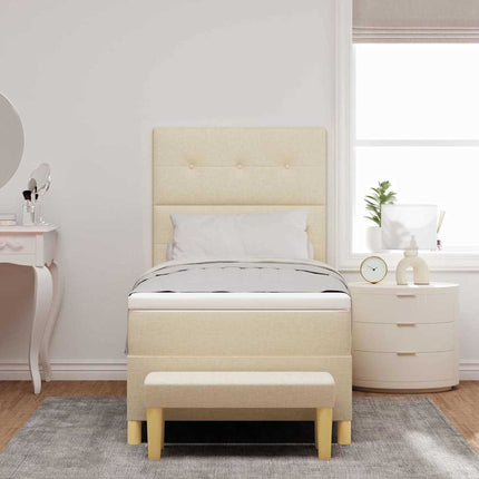 Box spring seng med hovedgærde Creme 200 x 90 cm Stof