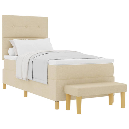 Box spring seng med hovedgærde Creme 200 x 90 cm Stof