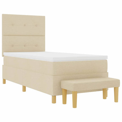 Box spring seng med hovedgærde Creme 200 x 90 cm Stof