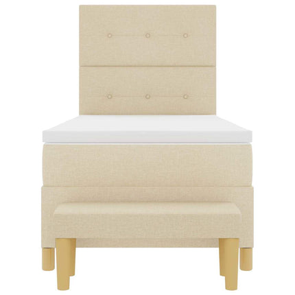Box spring seng med hovedgærde Creme 200 x 90 cm Stof