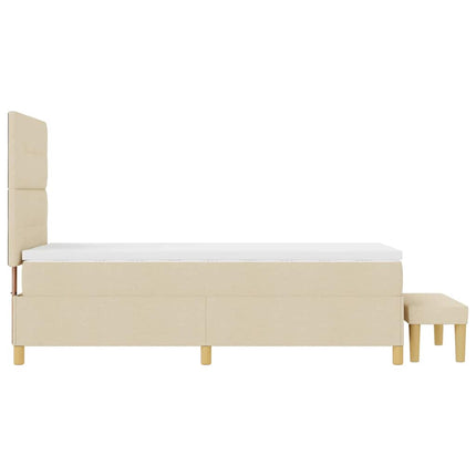 Box spring seng med hovedgærde Creme 200 x 90 cm Stof