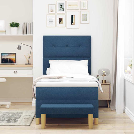 Box spring seng med hovedgærde Blå 200 x 90 cm Stof
