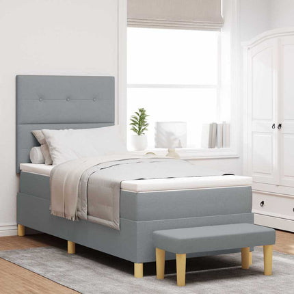 Box spring seng med hovedgærde Lysegrå 200 x 100 cm Stof
