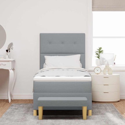 Box spring seng med hovedgærde Lysegrå 200 x 100 cm Stof