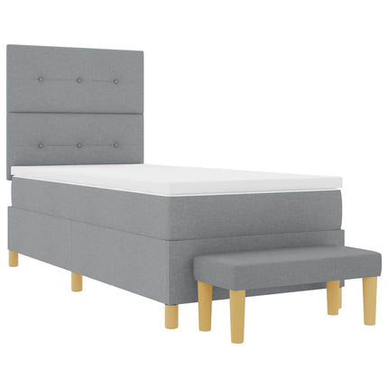 Box spring seng med hovedgærde Lysegrå 200 x 100 cm Stof