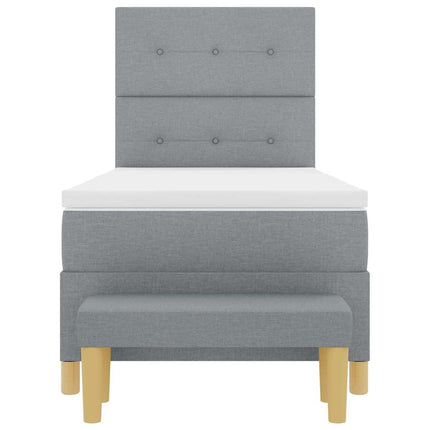 Box spring seng med hovedgærde Lysegrå 200 x 100 cm Stof