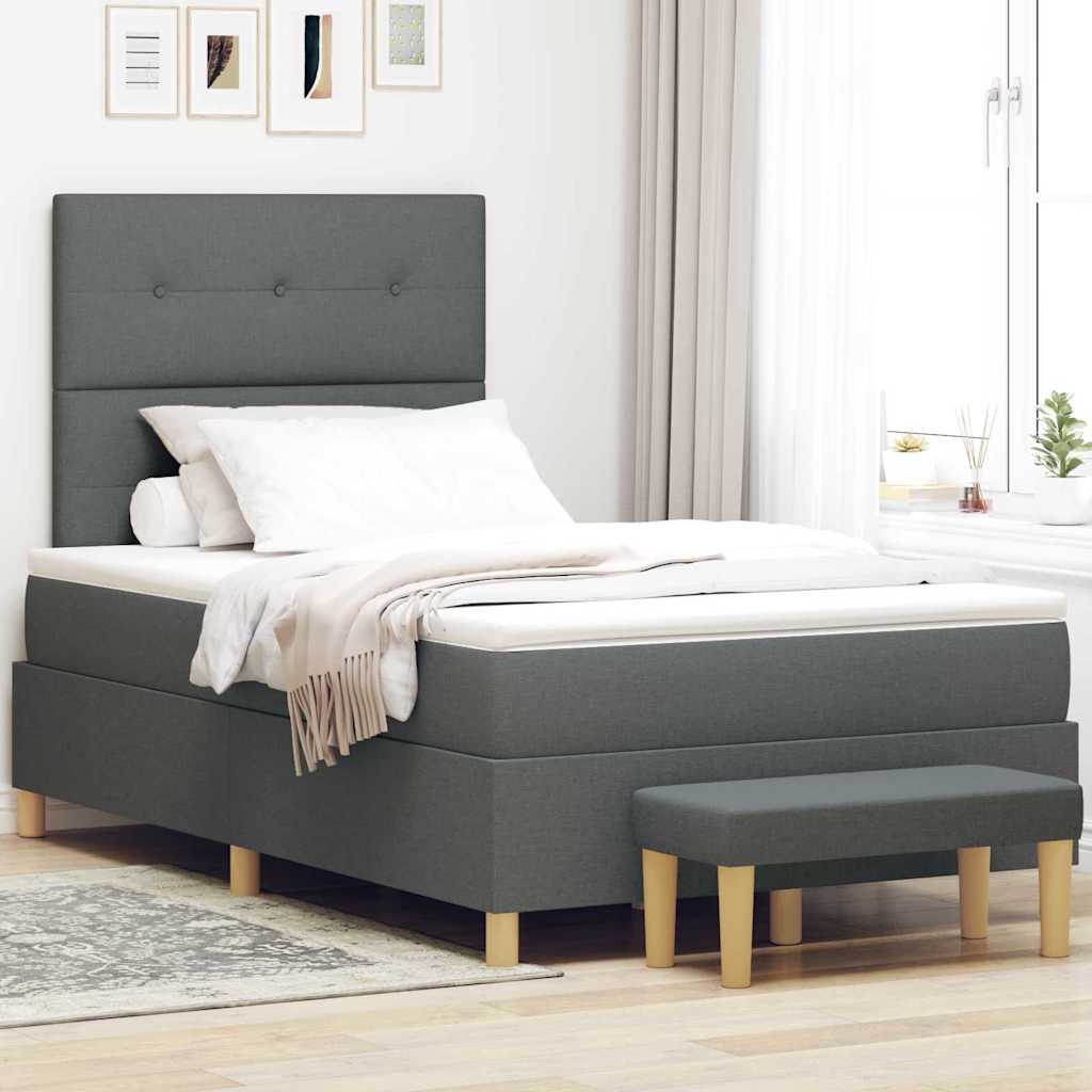 Box spring seng med hovedgrde Mrkegr 190 x 120 cm Stof