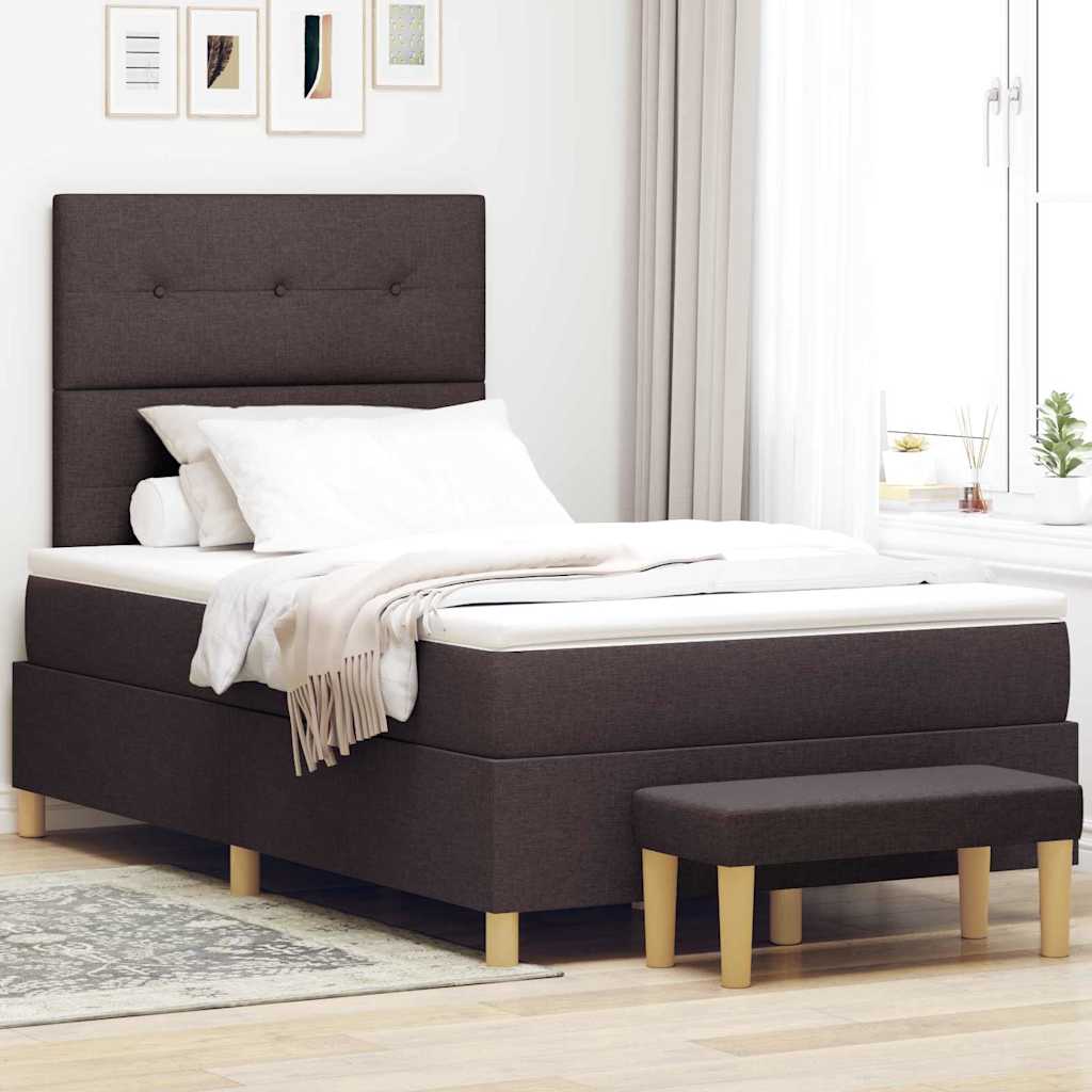 Box spring seng med hovedgrde Mrk Brun 190 x 120 cm Stof