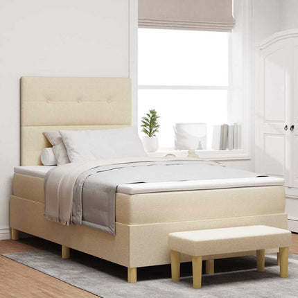 Box spring seng med hovedgærde Creme 190 x 120 cm Stof