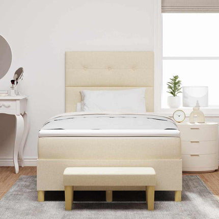 Box spring seng med hovedgærde Creme 190 x 120 cm Stof