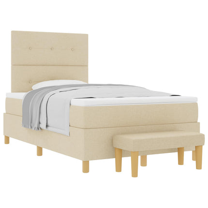 Box spring seng med hovedgærde Creme 190 x 120 cm Stof