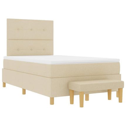 Box spring seng med hovedgærde Creme 190 x 120 cm Stof