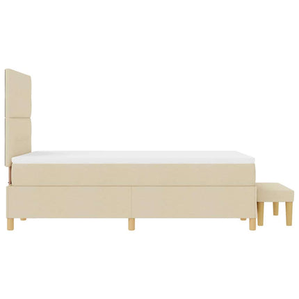 Box spring seng med hovedgærde Creme 190 x 120 cm Stof