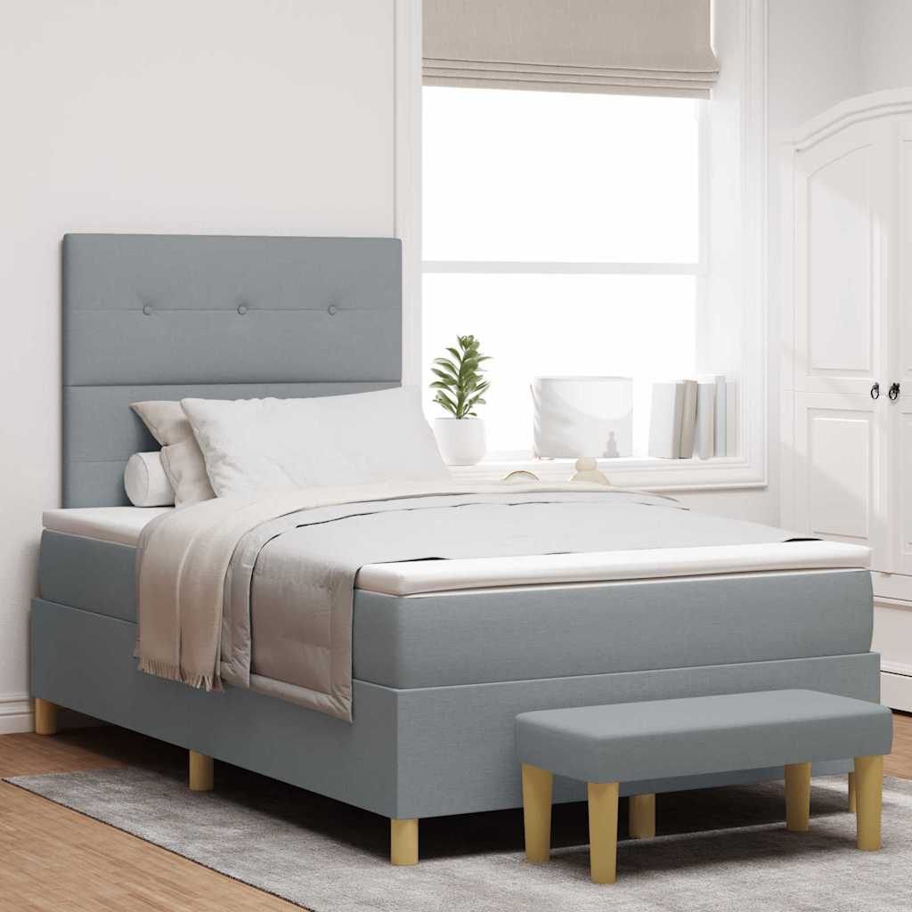 Box spring seng med hovedgrde Lysegr 120 x 200 cm Stof