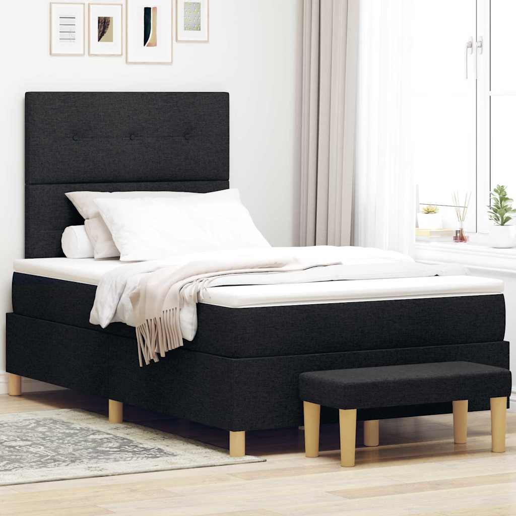 Box spring seng med hovedgrde Sort 200 x 120 cm Stof