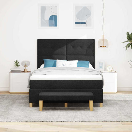 Box spring seng med hovedgærde Sort 190 x 140 cm Stof