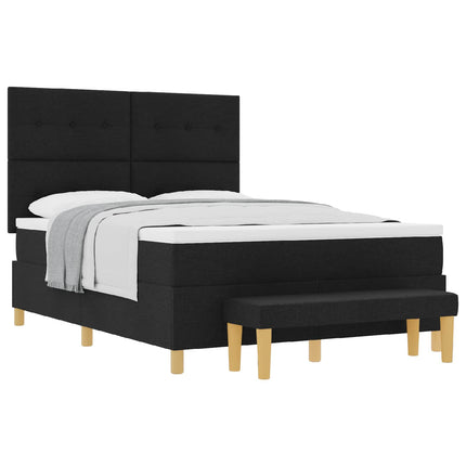 Box spring seng med hovedgærde Sort 190 x 140 cm Stof