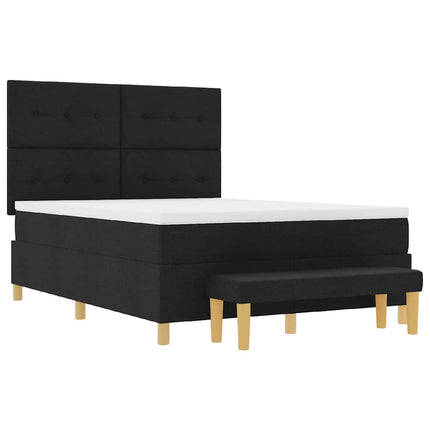 Box spring seng med hovedgærde Sort 190 x 140 cm Stof