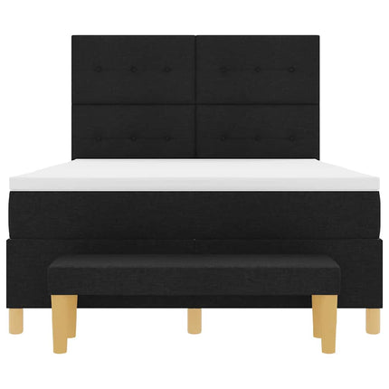 Box spring seng med hovedgærde Sort 190 x 140 cm Stof