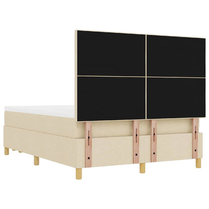 Box spring seng med hovedgærde Creme 140 x 190 cm Stof