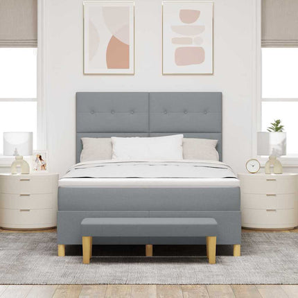 Box spring seng med hovedgærde Lysegrå 200 x 160 cm Stof