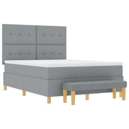 Box spring seng med hovedgærde Lysegrå 200 x 160 cm Stof