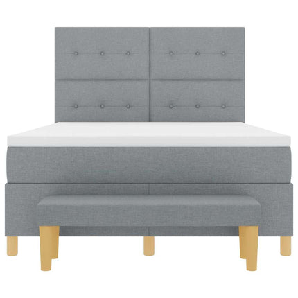 Box spring seng med hovedgærde Lysegrå 200 x 160 cm Stof
