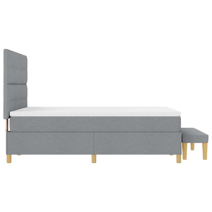 Box spring seng med hovedgærde Lysegrå 200 x 160 cm Stof