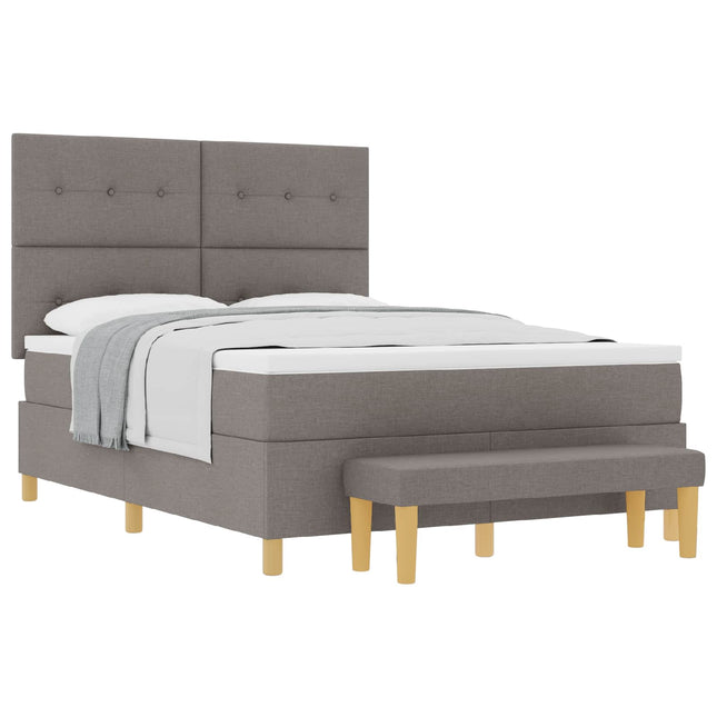 Box spring seng med hovedgærde Gråbrun 200 x 160 cm Stof