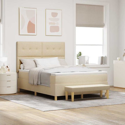Box spring seng med hovedgærde Creme 200 x 160 cm Stof