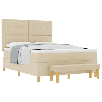 Box spring seng med hovedgærde Creme 200 x 160 cm Stof
