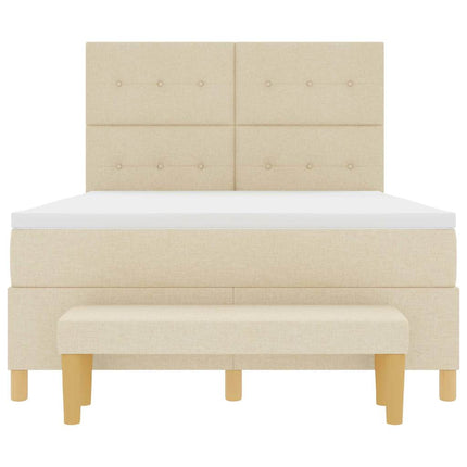 Box spring seng med hovedgærde Creme 200 x 160 cm Stof