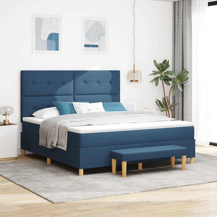 Box spring seng med pude med hovedgærde Blå 200 x 180 cm Stof