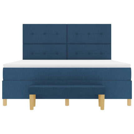 Box spring seng med pude med hovedgærde Blå 200 x 180 cm Stof