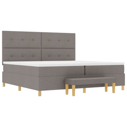 Box spring seng med hovedgærde Gråbrun 200 x 200 cm Stof