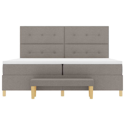 Box spring seng med hovedgærde Gråbrun 200 x 200 cm Stof