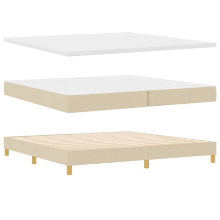 Box spring seng med hovedgærde Creme 200 x 200 cm Stof