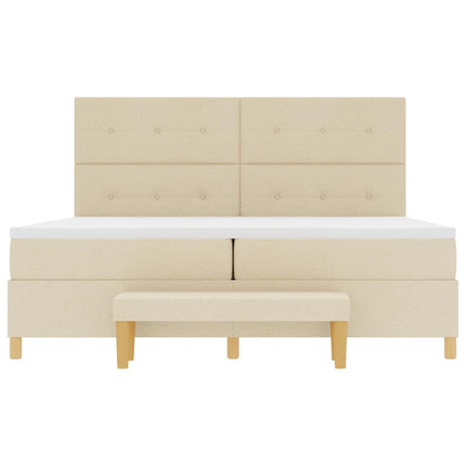 Box spring seng med hovedgærde Creme 200 x 200 cm Stof