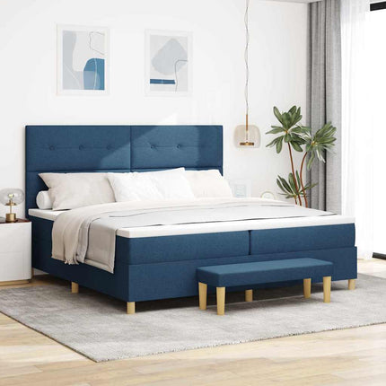 Box spring seng med hovedgærde Blå 200 x 200 cm Stof