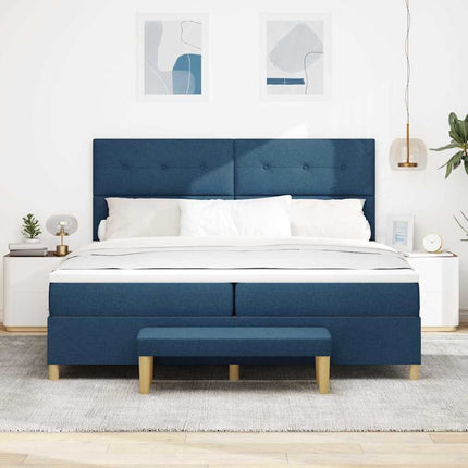 Box spring seng med hovedgærde Blå 200 x 200 cm Stof